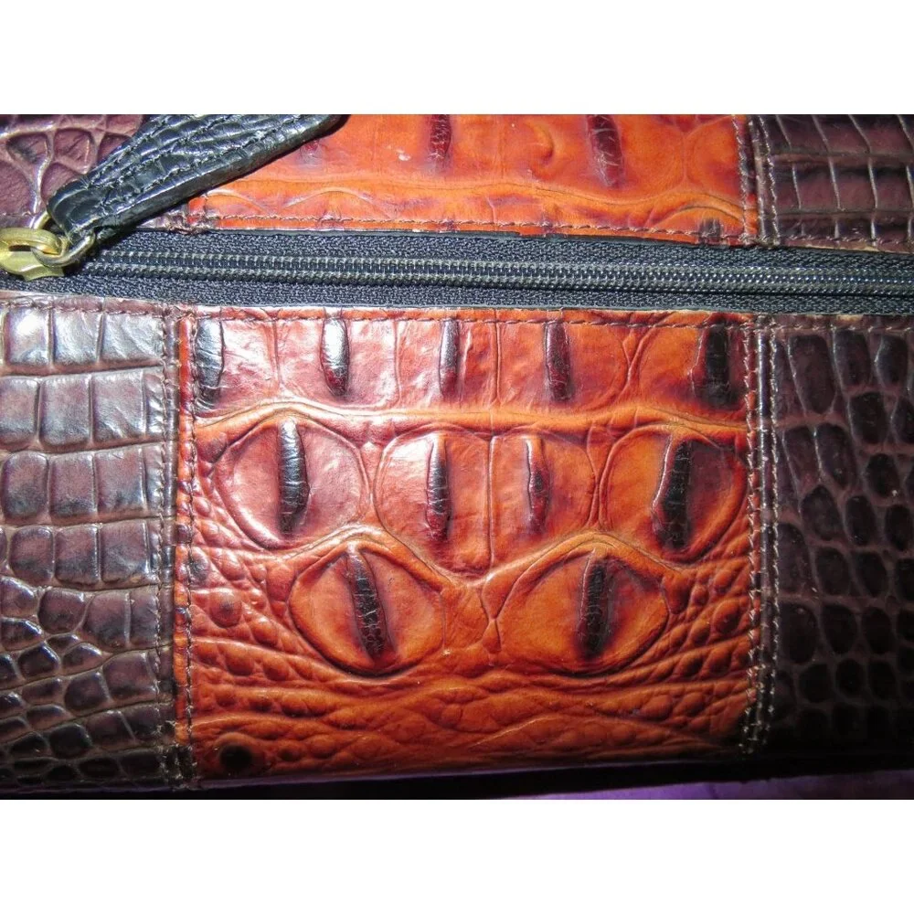 BRAHMIN Pecan Melbourne Croc Embossed Leather Tote & Wallet and Checkbook holder
